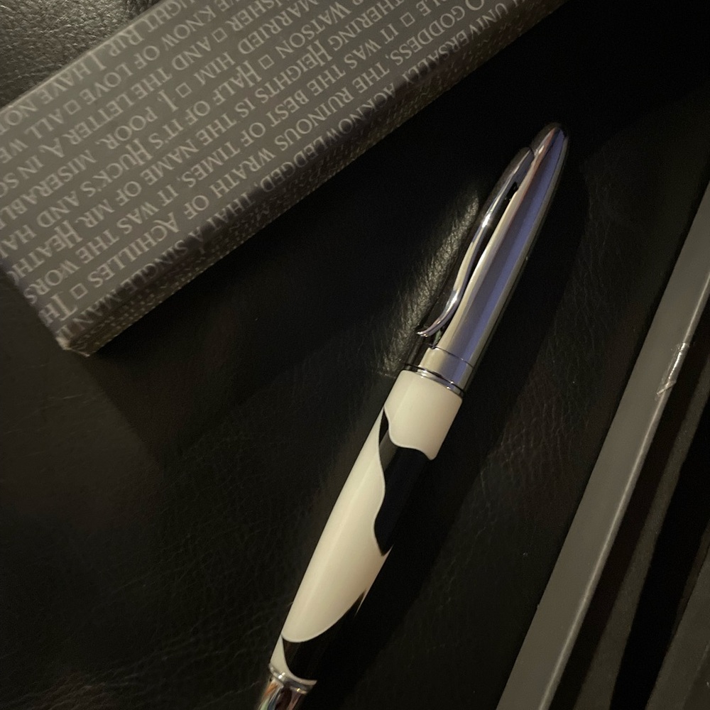 Argento Shiny Metal And Marble Ball Point Pen ~collector's Item.